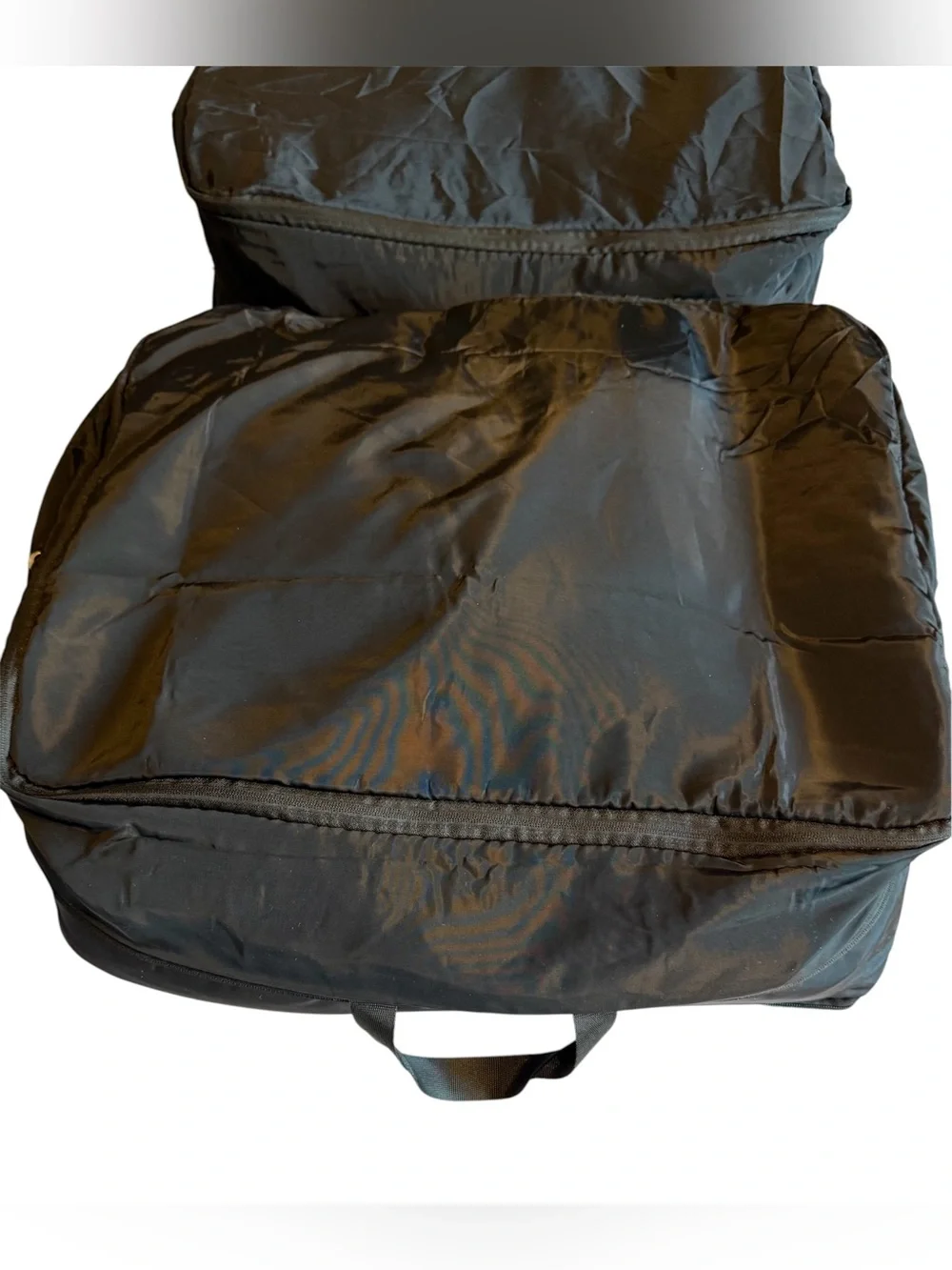 Black Nylon Travel Packing Cubes Organizer Set of 2 Zip Storage Bags